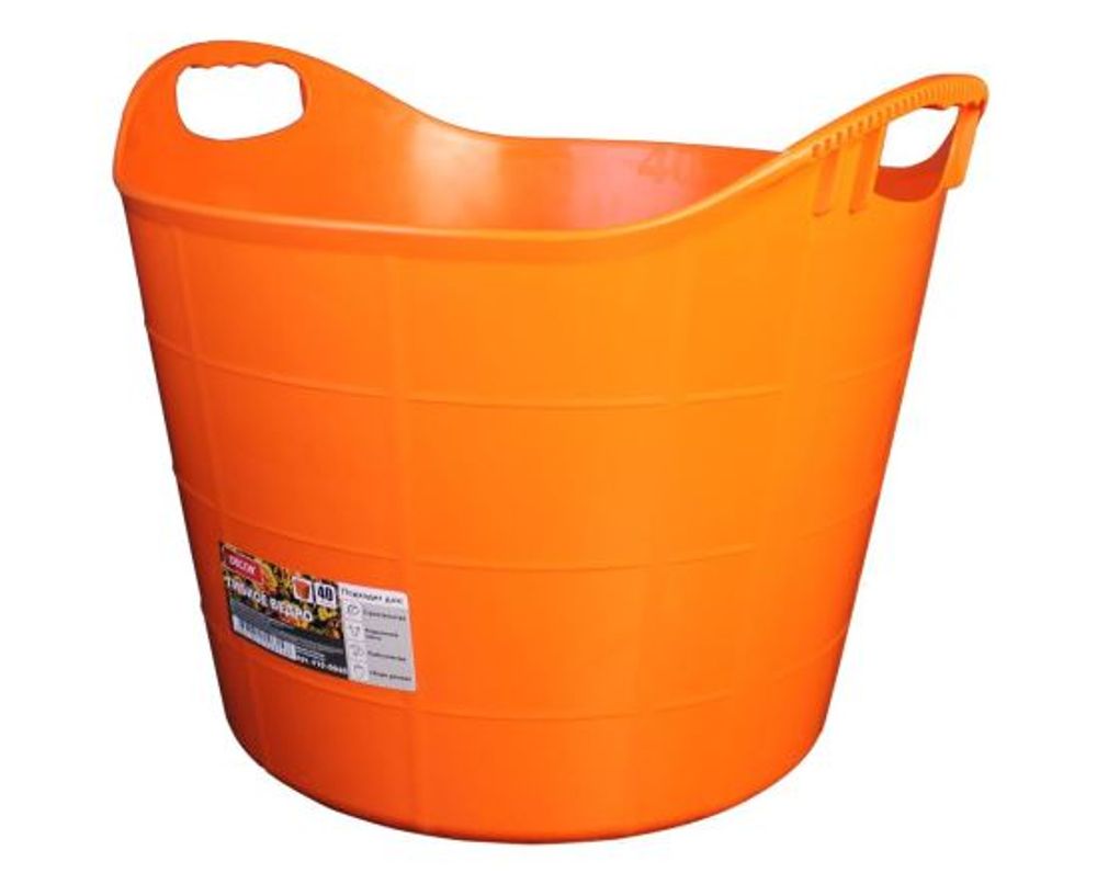 Ведро  гибкое  40л  сверхпрочное, оранж.   DEСOR/410-0040