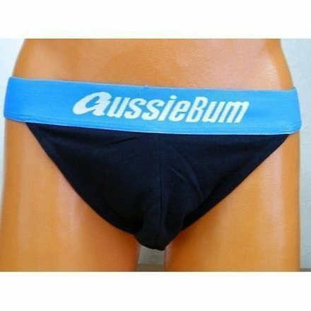 Мужские трусы джоки темно-синие с голубой резинкой Aussiebum AB00205