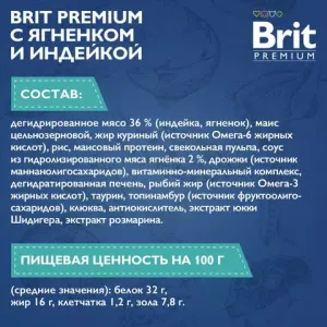 Сухой корм Brit Premium Cat Sensitive с ягненком и индейкой для кошек