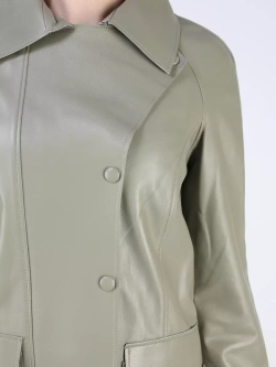 Кожаный тренч длинный с поясом плащ