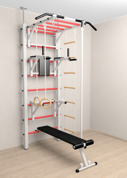 Шведская стенка Sv Sport враспор (Турник рукоход/Брусья/Стойка/Скамья/Канат/Кольца/Лестница)