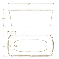 Ванна Migliore Olivia panello 24360 174x80см. золото акриловая свободностоящая схема