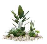 Напольная композиция в стиле тропики со стрелицией, длина 1,5 м