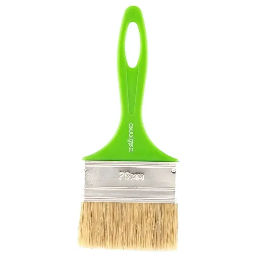 Кисть флейцевая «Евро» 75 x 8, натуральная щетина, пластиковая ручка Сибртех