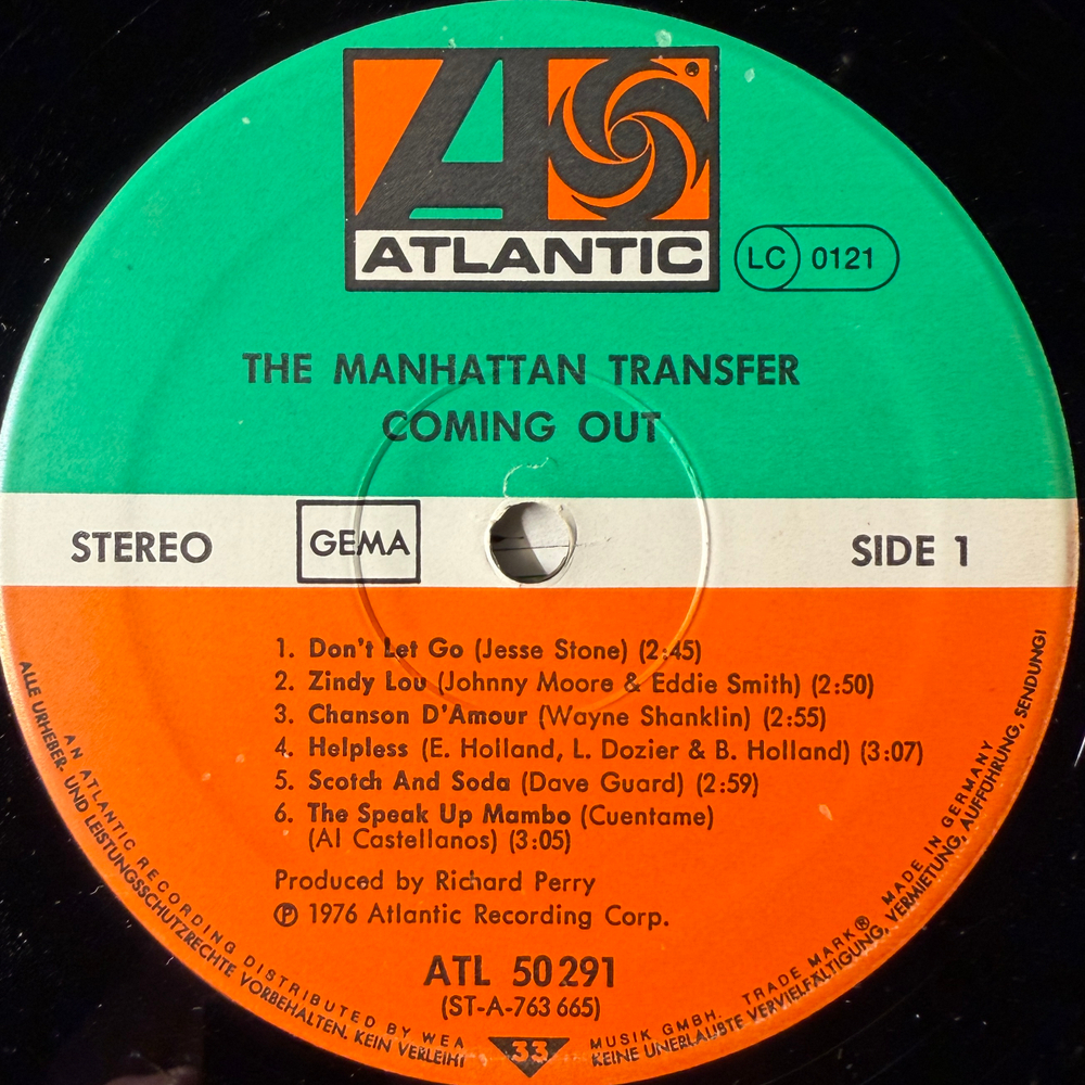 The Manhattan Transfer ‎– Coming Out (Германия 1976г.)Т