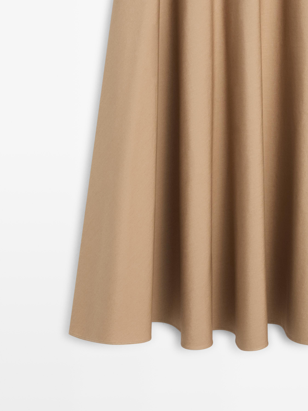 Massimo Dutti Юбка миди с воланами на кокетке, цвет верблюжьей шерсти