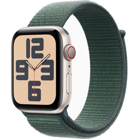 Apple Watch SE 2 (2024) GPS + Cellular 44mm Starlight Aluminum Case with Lake Green Sport Loop