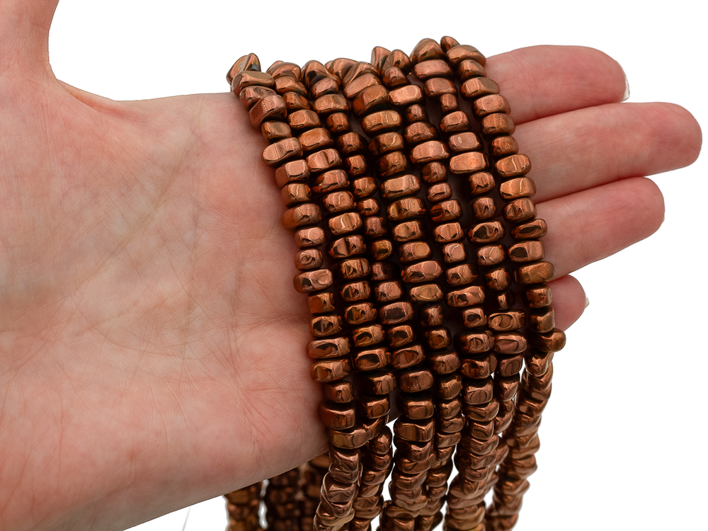 ггалт79-ш Гематит (синт.) галтовка 7-9мм, шоколадный, нить 38см