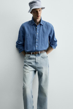 ZARA ДЖИНСЫ STRAIGHT ДЛИНОЙ ДО ЩИКОЛОТКИ, ГОЛУБОЙ