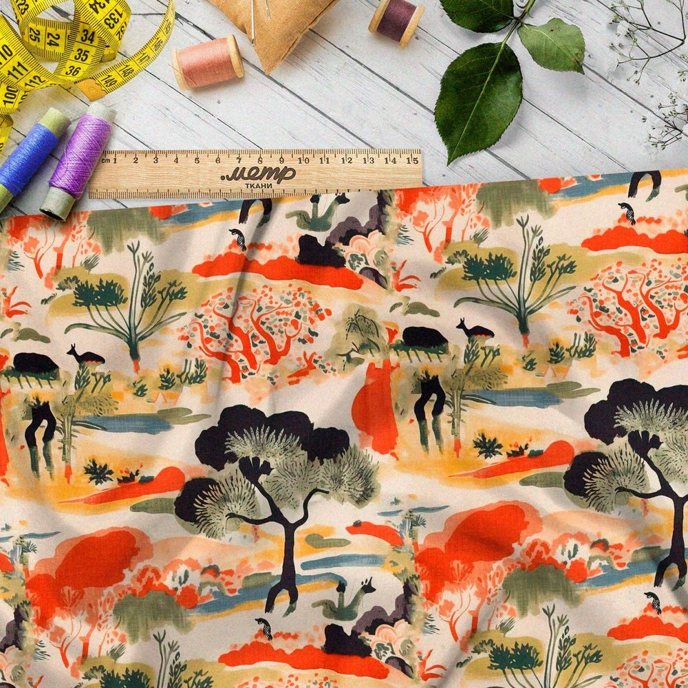 Ткань премиум интерлок живописные оттенки реальности