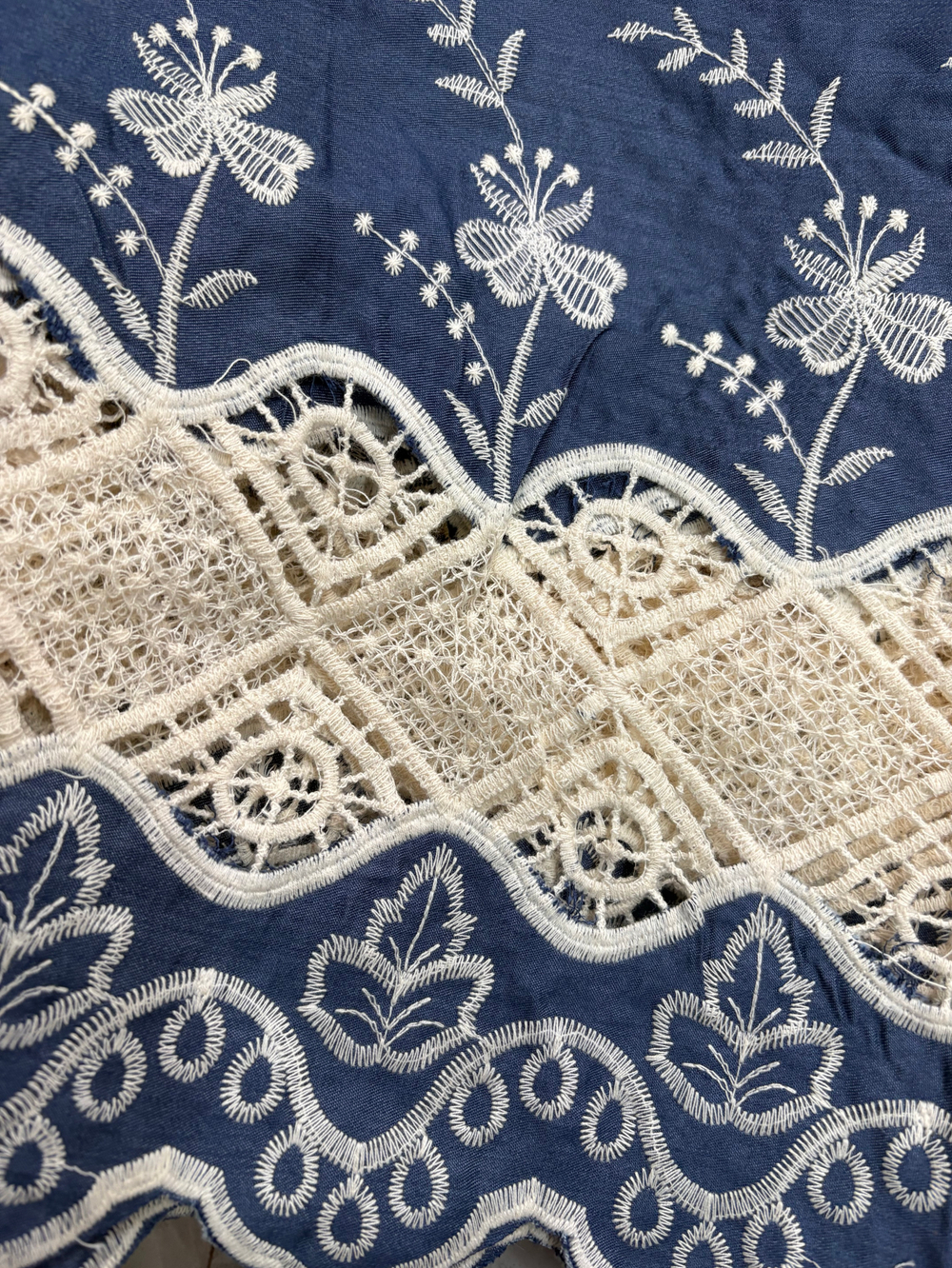 Юбка / с вышивкой / джинс синий