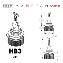 Светодиодные лампы MTF Light HB3 MaxBeam MINI 12V 45W 4500lm 6000K (к-т 2шт.)