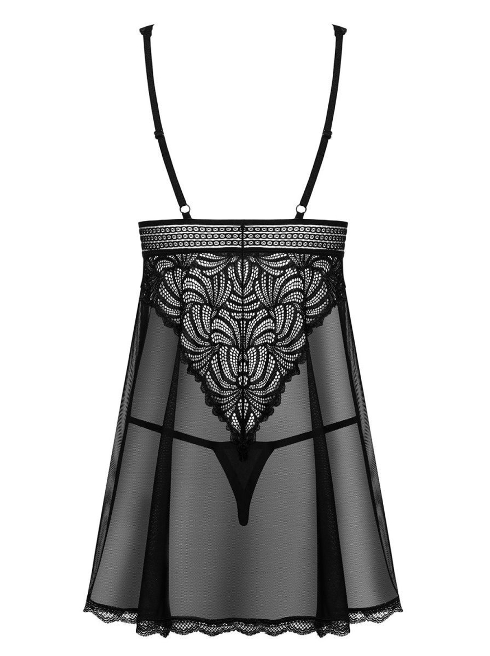 Эффектная коротенькая сетчатая сорочка Sweetia (Размер: XL-XXL) (Цвет: черный)