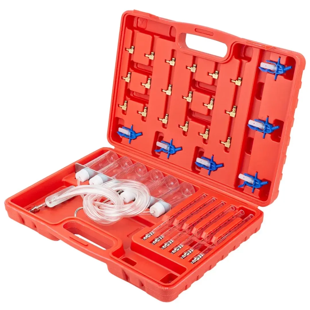 Тестер обратки дизельных форсунок системы Common Raill с комплектом адаптеров, в кейсе FORCEKRAFT FK-902G8