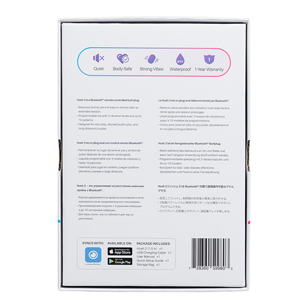 Черная анальная вибропробка 3,8см с управлением через приложение Lovense Hush 2 Anal Vibrating Butt Plug Size S Black