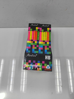 Карандаш ч/г "Полоски" трехгранный с ластиком, цветной срез, 6 цветов микс (Комплект 6шт.)