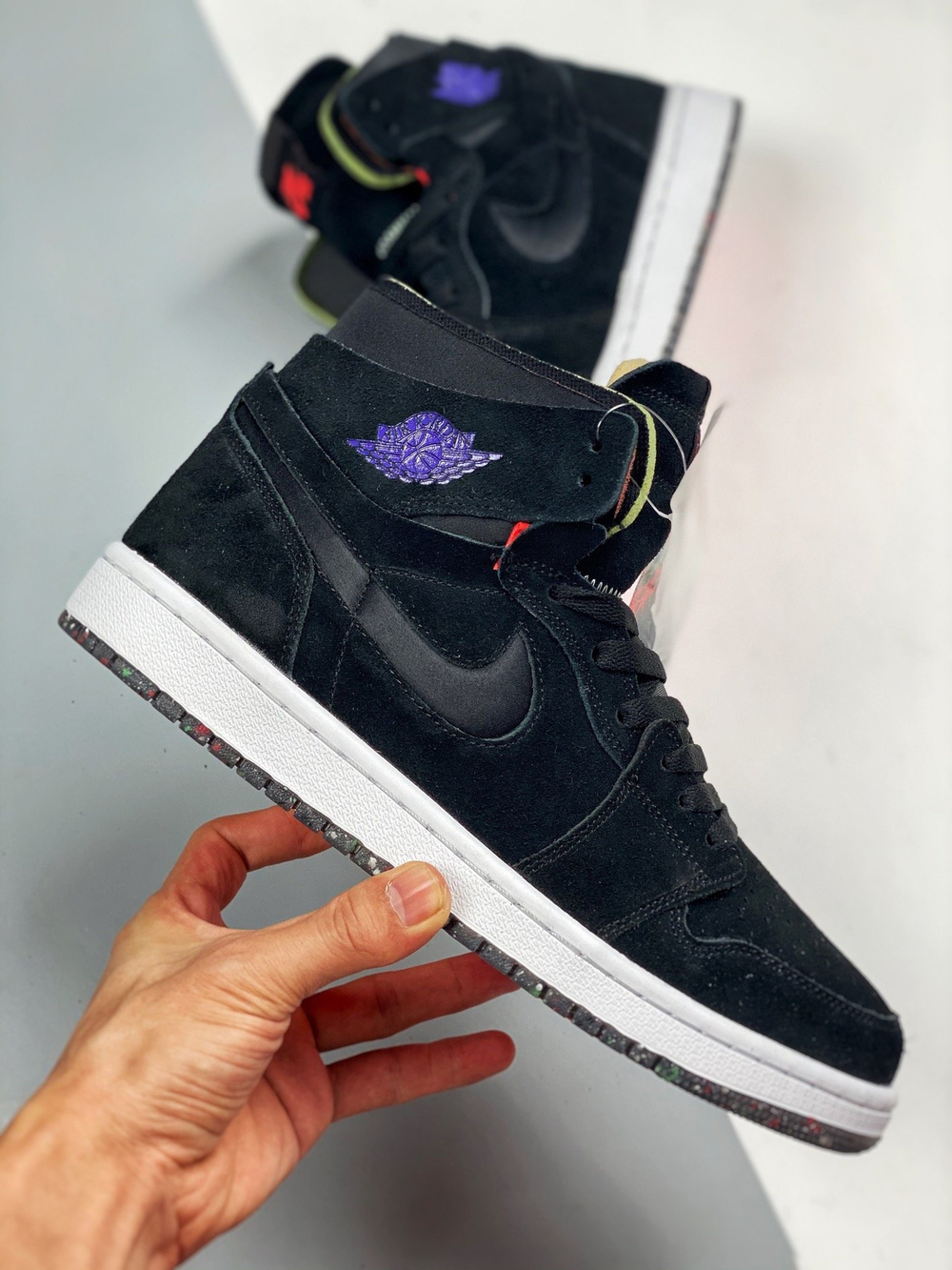 AIR JORDAN 1 ZOOM HIGH BLACK/COURT PURPLE/HOT PUNCH/GREEN GLOW