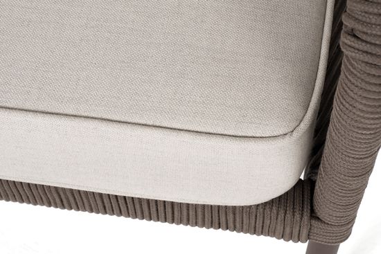 "Канны" диван модульный плетеный из роупа, каркас алюминий темно-серый (RAL7024), роуп темно-серый круглый, ткань темно-серая