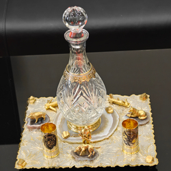 Набор водочный с графином на агате "Охотник"
