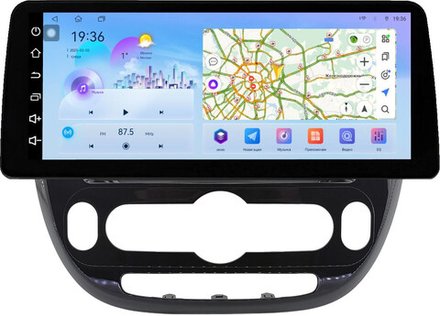 Магнитола для KIA Soul 2 2014-2019 (климат, рамка глянцевая) - FarCar монитор 12.3" 2K QLED на Android 14, TS10, CarPlay, 4G SIM-слот