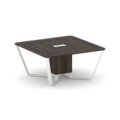 Steel Meet Стол переговорный квадратный KM-PR.B.SP-08 Дуб Мали/Графит Глянец/Металл Белый 1600*1600*