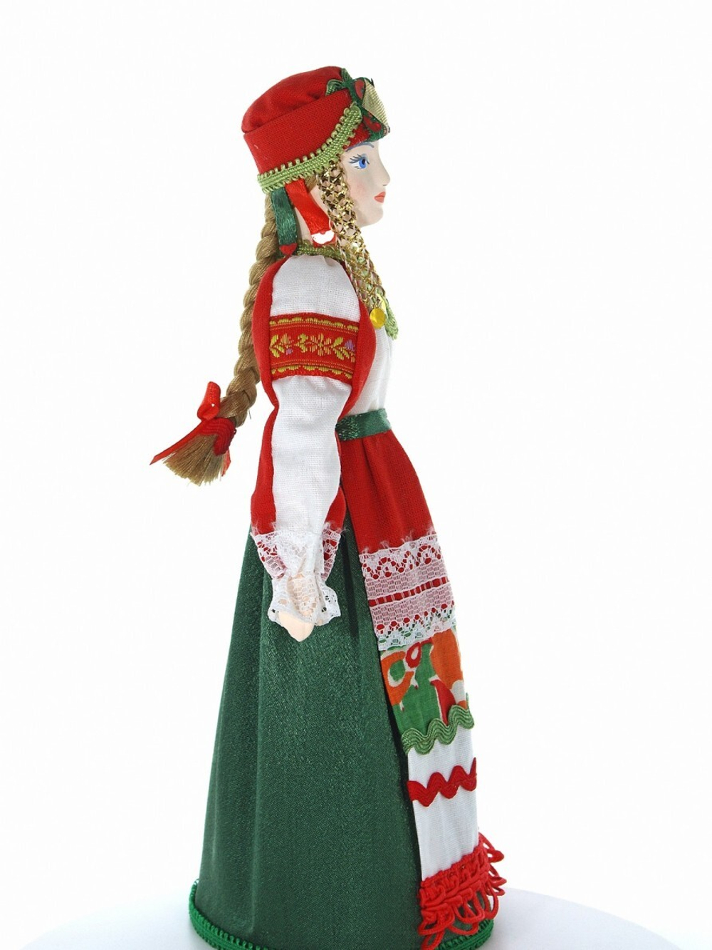 Кукла коллекционная Потешного промысла в традиционном девичьем праздничном костюме. Россия.