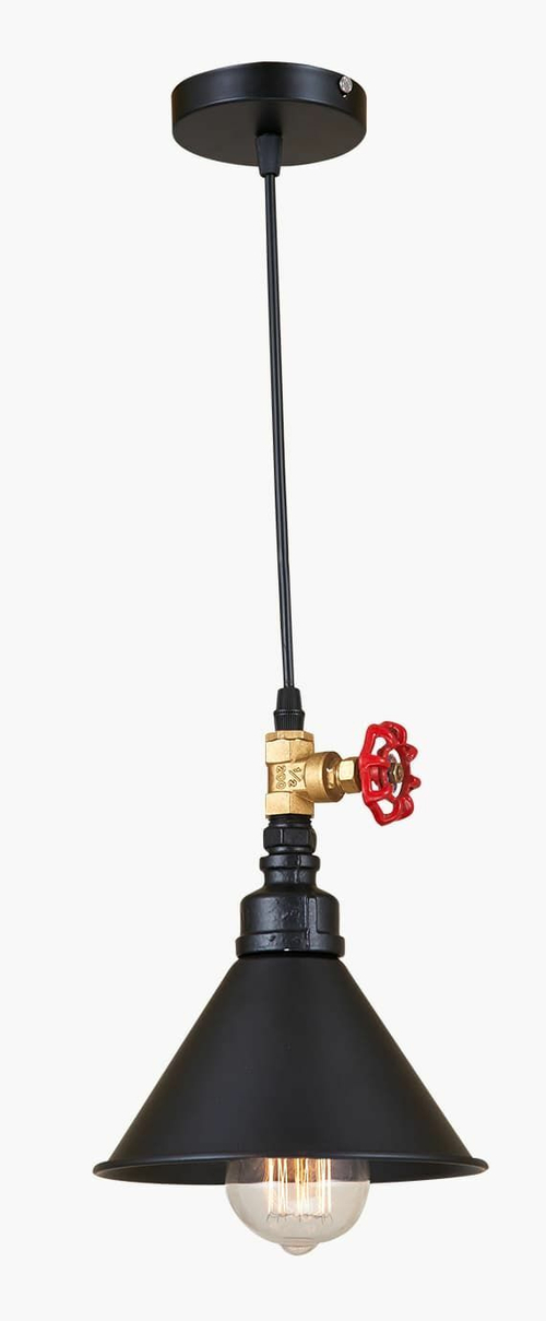DLC-V104 E27 BLACK Светильник декоративный подвесной ТМ Fametto, серия Vintage. Без лампы. Материал металл, цвет черный. d-185 мм, h-1000мм.