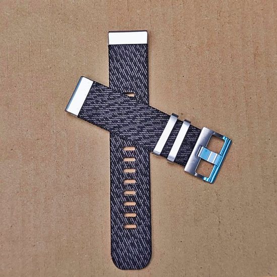 Ремешок 22 мм для Garmin нейлоновый жакардовое плетение, стальные тренчики (Серебристый Черно-серый)