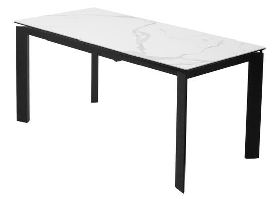 Стол CORNER 120 MATTE STATUARIO белый мрамор матовый керамика, стекло/черный каркас