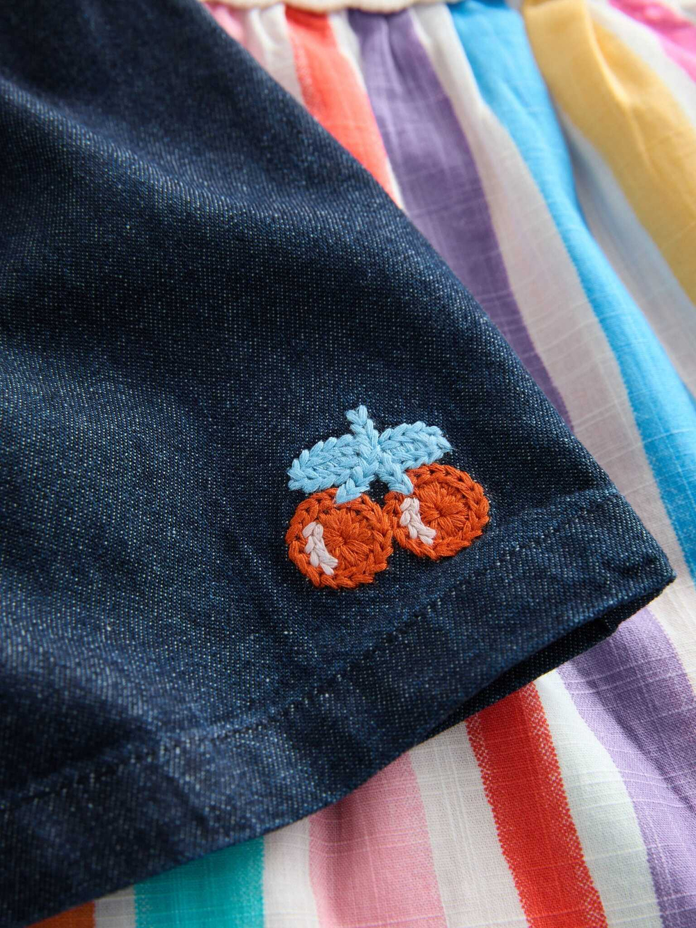 Майка и шорты джинсовые в комплекте для девочки Next E79-494, Темно-синий, Розовый, Белый