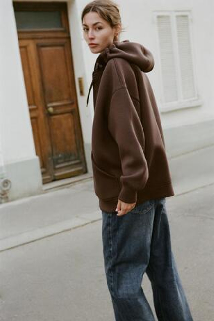 ZARA ХУДИ НА ШНУРКАХ, КОРИЧНЕВЫЙ