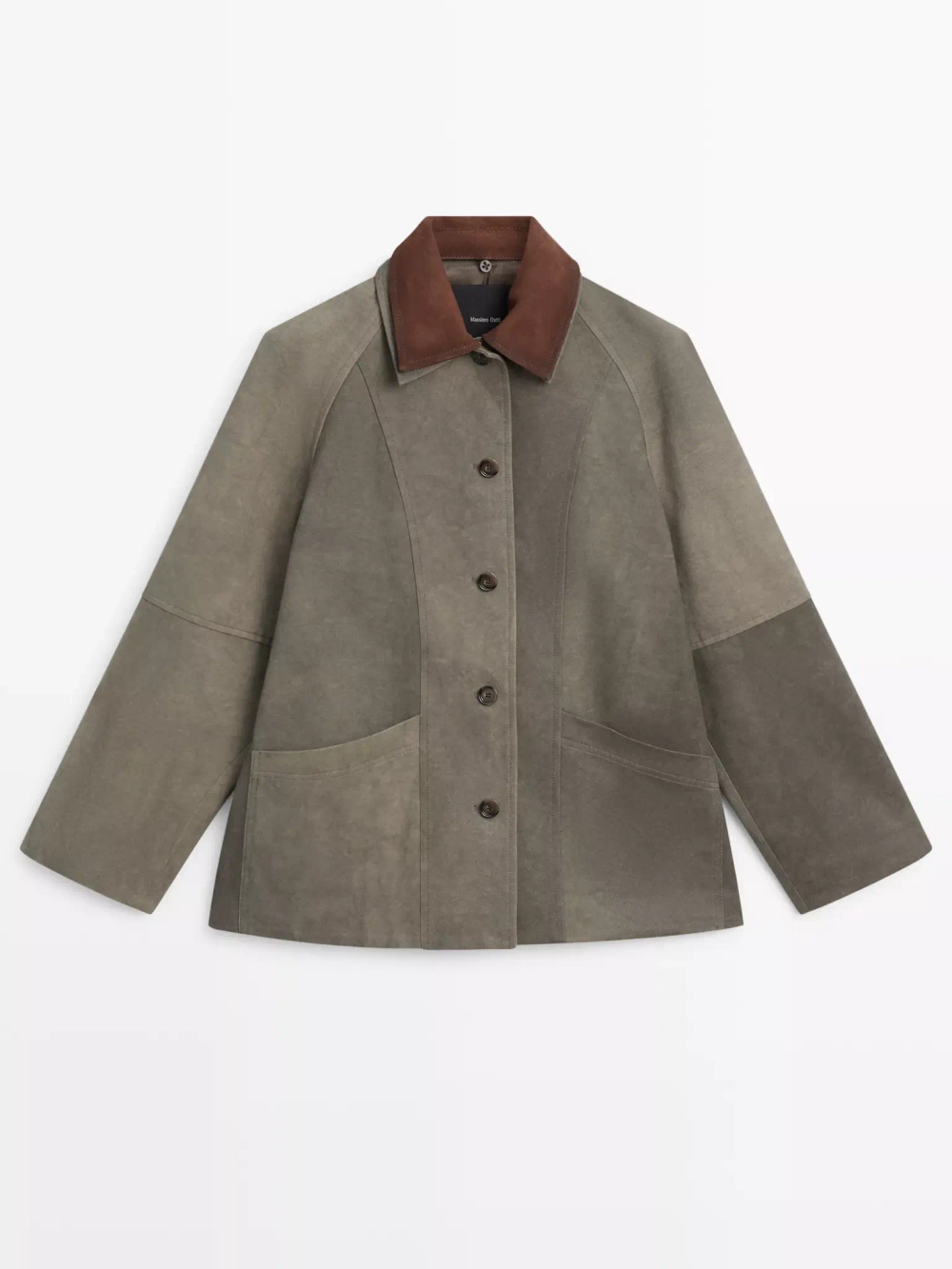 Massimo Dutti Непромокаемая куртка с двухслойным воротником, темный хаки