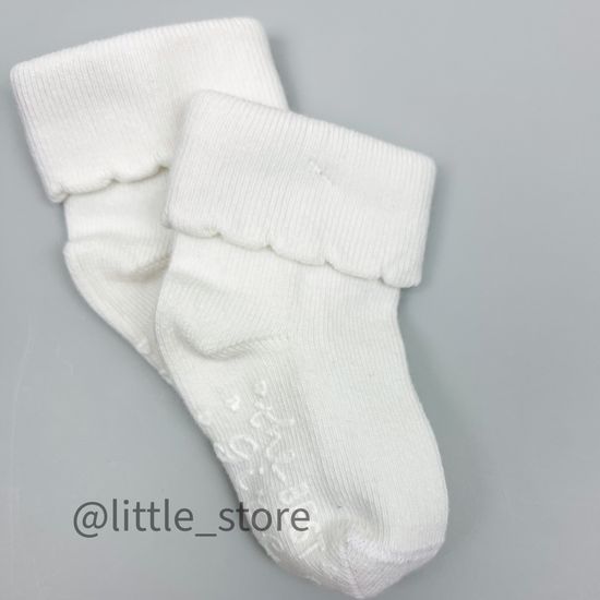 Носочки хлопковые для девочек Серый/Белый со стоперами