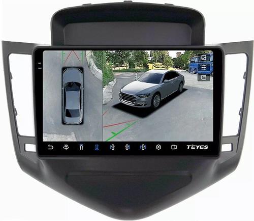 Магнитола для Chevrolet Cruze 2009-2012 (рамка черная) - Teyes CC3-2K-360 на Android 10, Быстрая, 2K QLED, CarPlay, 4G SIM-слот, 4 камеры в комплекте