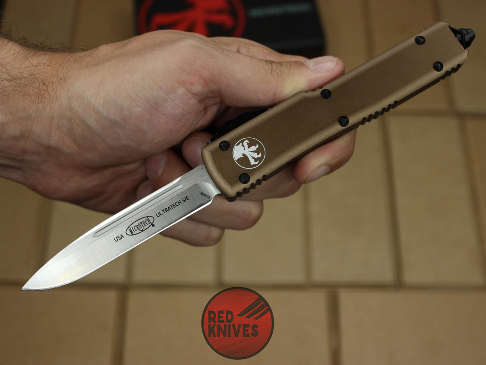 Нож Microtech Ultratech S/E - коричневая рукоять, стандартный клинок сатин RK-373
