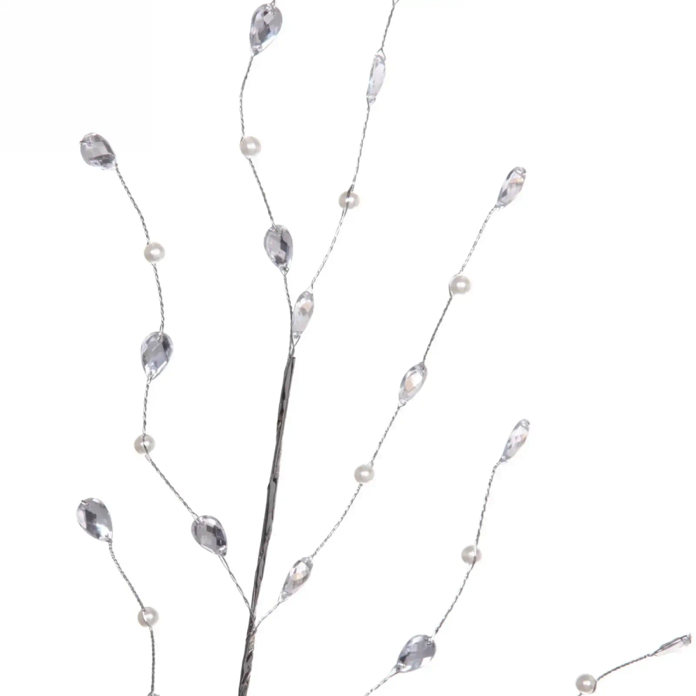 Ветка декоративная «Сказочные кристаллы» 65 см, Серебро