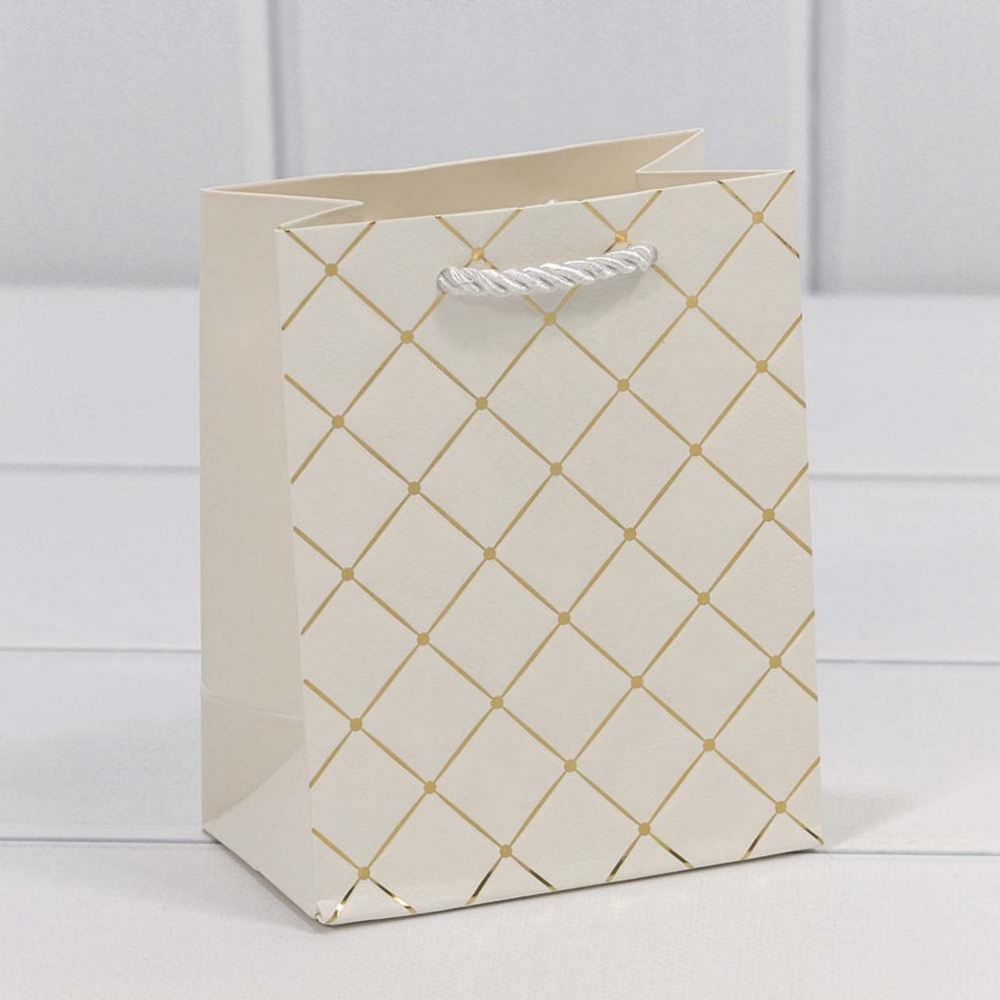 Пакет подарочный 12х15х7см Фигуры и узоры "Ромб" (Белый)