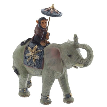 GAEM Фигурка декоративная "Обезьяна на слоне", L19 W7 H19,5 см