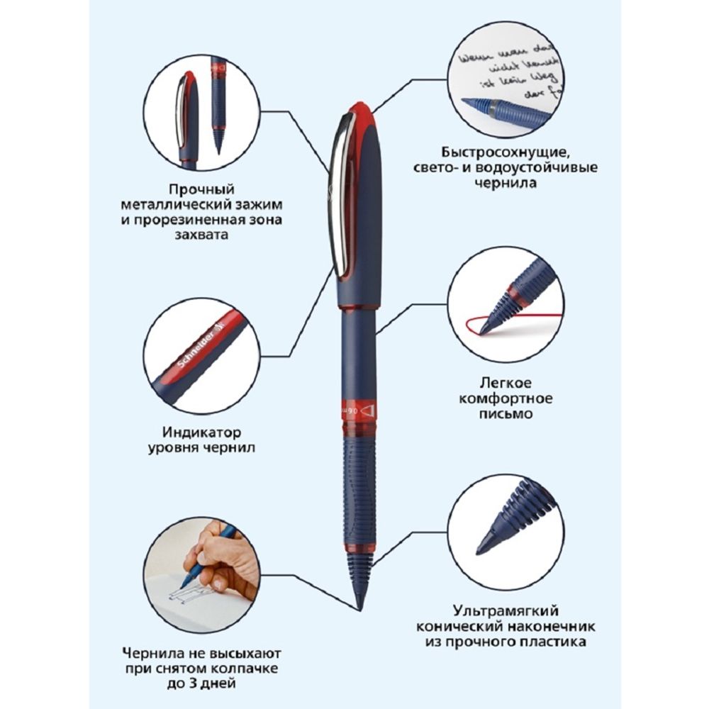 Ручка-роллер Schneider One Business, красная, 0.8 мм