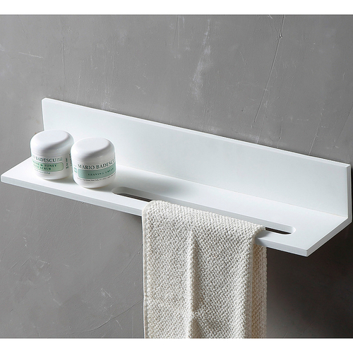 Полка из искусственного камня Abber Stein AS1655 с полотенцедержателем Белая