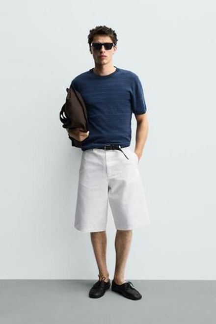 ZARA ШОРТЫ ЧИНОС RELAXED FIT, БЕЛЫЙ