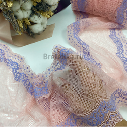 Кружево эластичное розово-синее 17 см