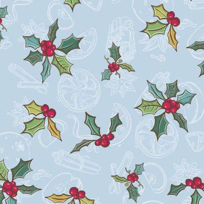 Hand drawn with red berries and fir branches. Christmas cards and winter design. Vector illustration