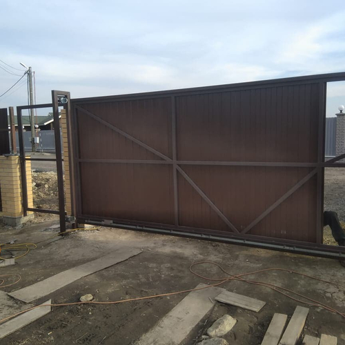 Ворота консольные 5м проем + калитка +автомитика