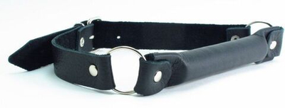 Черный кожаный кляп-трензель на кольцах (Цвет: черный)