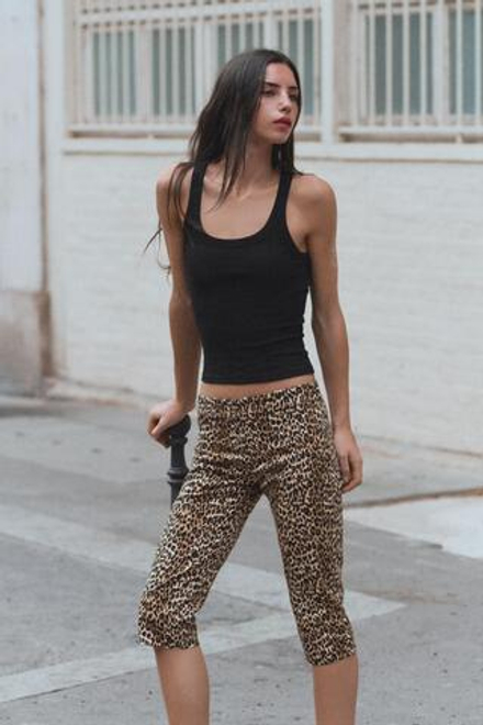 ZARA БРЮКИ КАПРИ, ЛЕОПАРДОВЫЙ