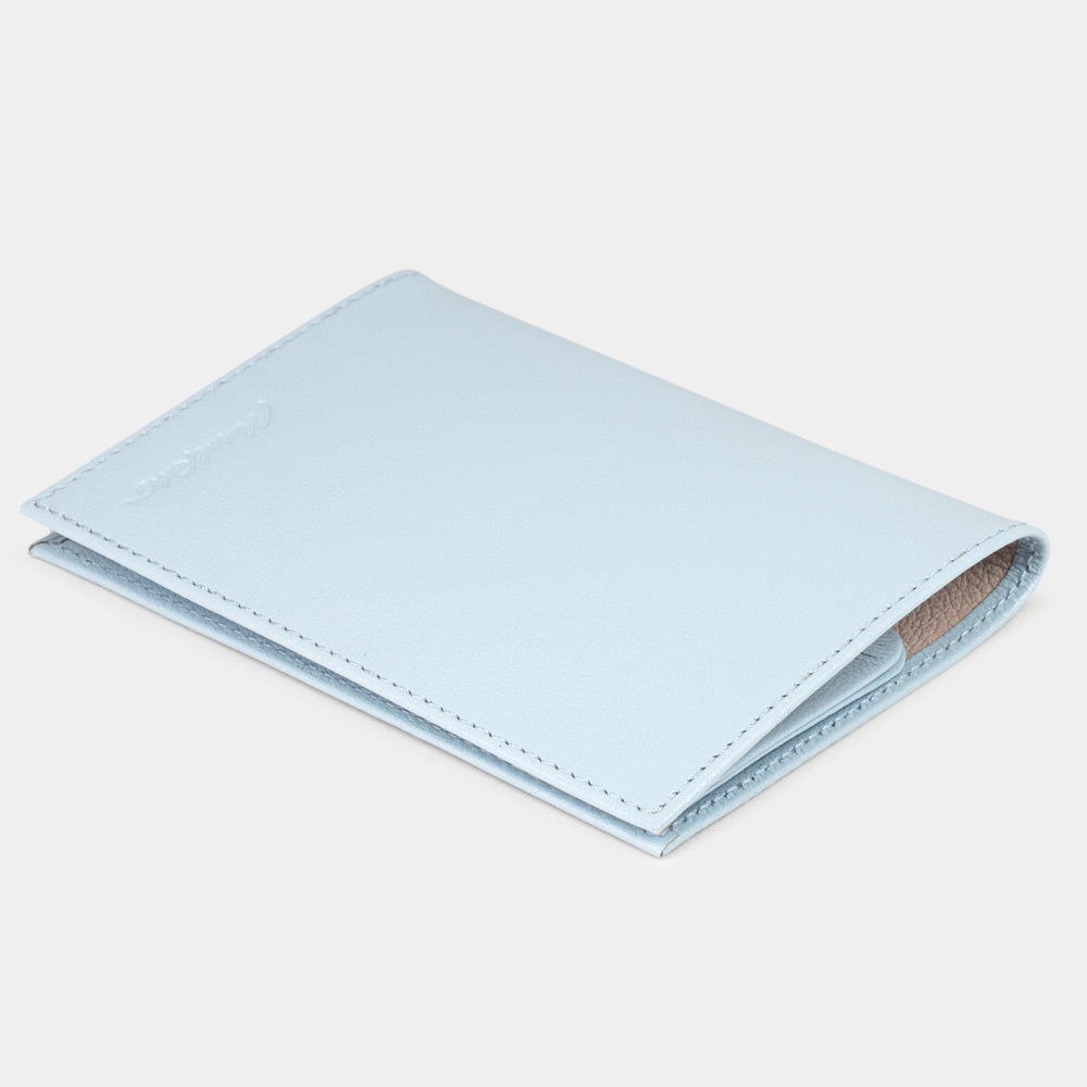 Обложка кожаная для паспорта и автодокументов Moscou, голубого цвета