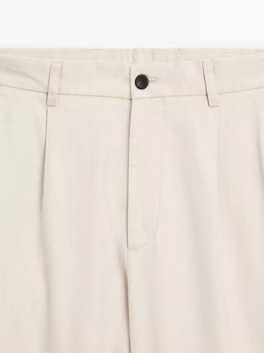 Massimo Dutti Брюки свободного кроя из хлопка, кремовый