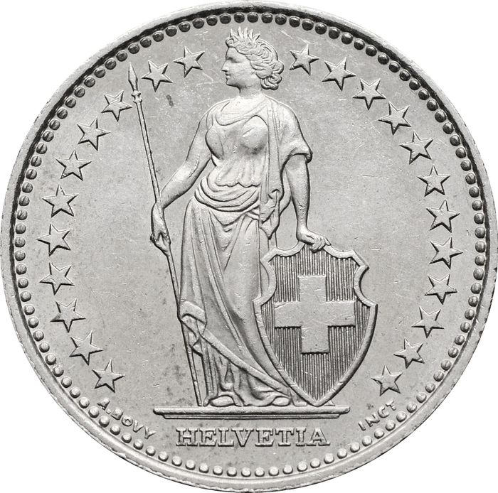 1 франк 1968-2023 Швейцария XF