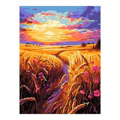 Nömrəli Rəngləmə Lori Çərçivədə  30*40 СМ "Золотые поля"